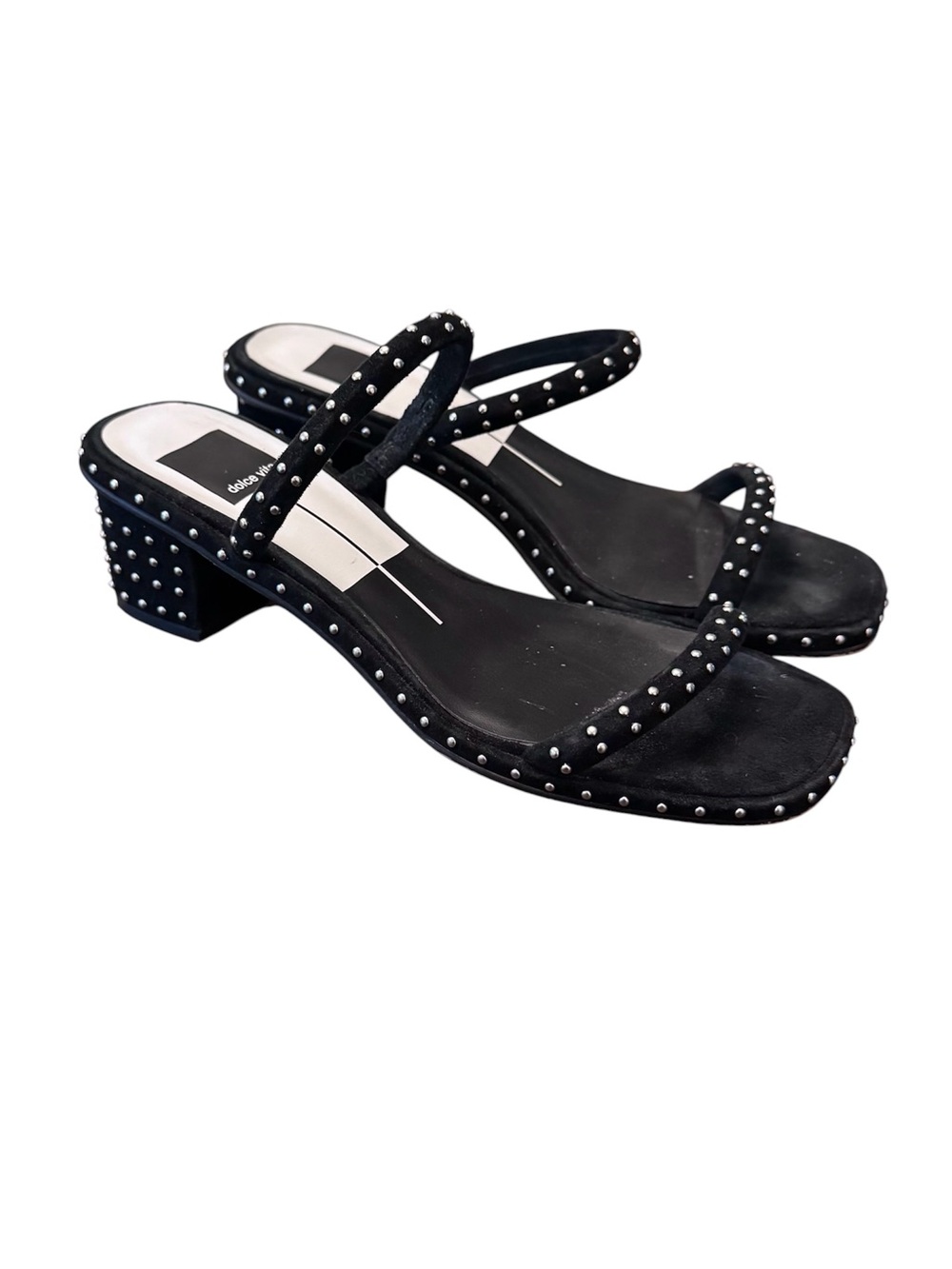 Dolce Vita Riya Studded Sandals Black Suede Silver Studs